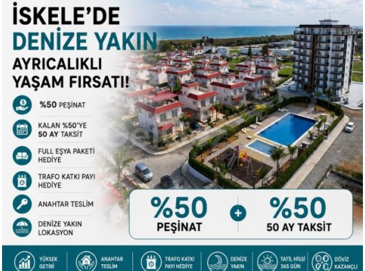 İskele Bölgesinde Ful Eşyalı Anahtar Teslim P Peşinat İle 50 Ay Faizsiz Vadeli Daireler