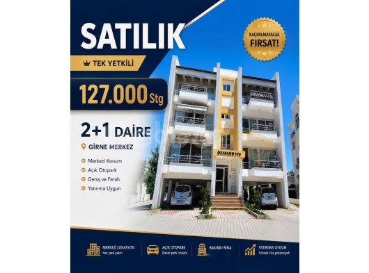 SATILIK 2+1 LÜKS EŞYALI GİRNE MERKEZ NUSMAR BÖLGESİ