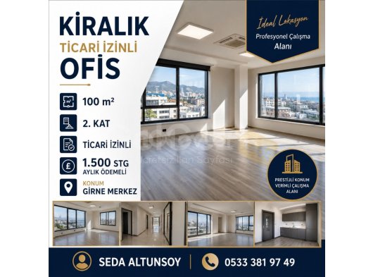 KİRALIK TİCARI İZİNLİ OFİS GİRNE MERKEZ