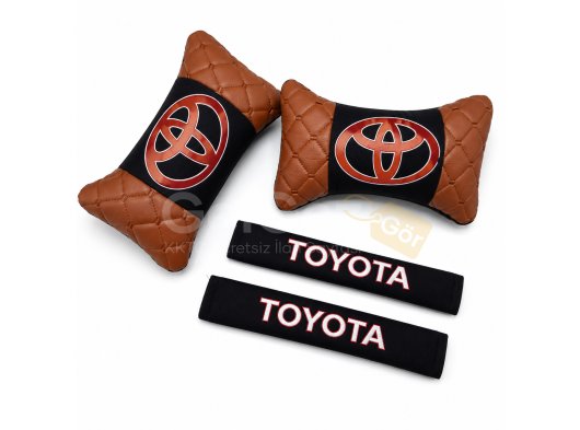 Toyota Logolu Boyun Yastığı ve Emniyet Kemer Kılıfı Kahverengi