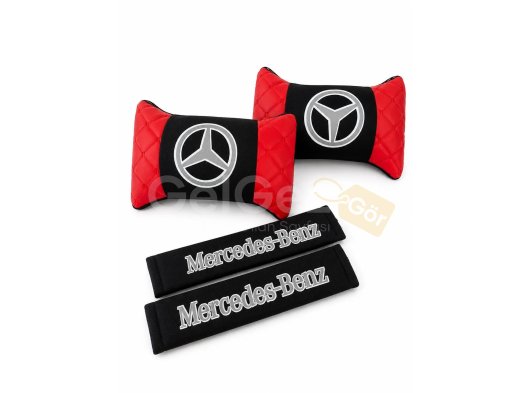 Seat Logolu Emniyet Kemeri ve Boyun Yastığı Kırmızı