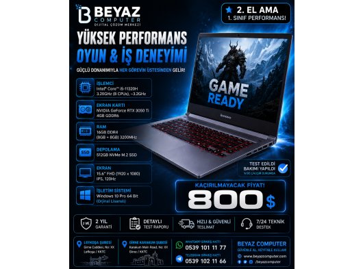 LENOVO IdeaPad Gaming 3 i5 11300H 16GB 512GB SSD RTX3050Ti Dos 15.6 165 Hz FHD Notebook 82K100CSTX