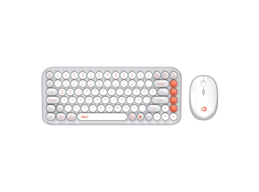 DAXİ MK-340 Klavye Kablosuz Set Bluetooth/ WiFi Orange Grey Q TR Retro Tuş 3 Cihaza Bağlantı Mini