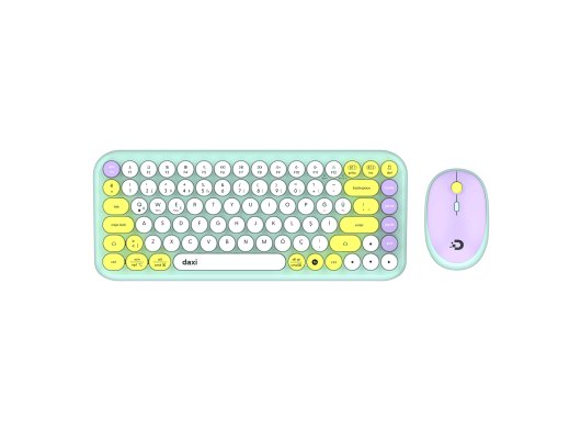 DAXİ MK-340 Klavye Kablosuz Set Bluetooth/ WiFi Mint Green Q TR Retro Tuş 3 Cihaza Bağlantı Mini