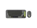 DAXİ MK-340 Klavye Kablosuz Set Bluetooth/ WiFi Green Grey Q TR Retro Tuş 3 Cihaza Bağlantı Mini