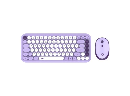 DAXİ MK-340 Klavye Kablosuz Set Bluetooth/ WiFi Lilac Q TR Retro Tuş 3 Cihaza Bağlantı Mini