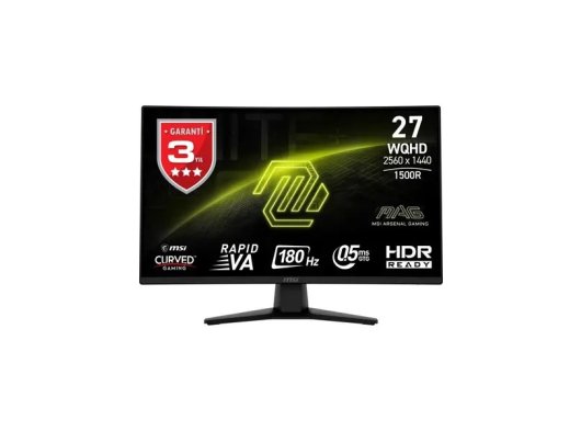 MSI 27'' MAG 274CQF Curved 1500R VA RAPID 0.5ms Adaptıve-Sync Siyah WQHD Monitör 2560x1440,16:9,180HZ