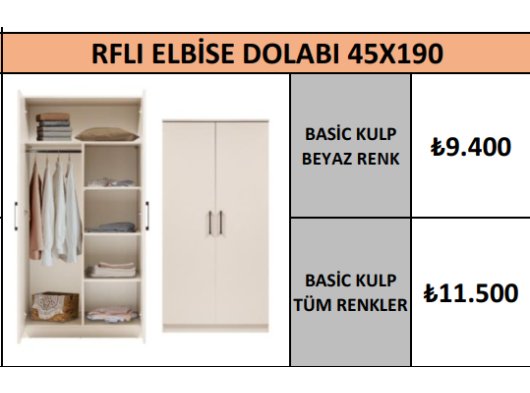 RFLI ELBİSE DOLABI 45X190
