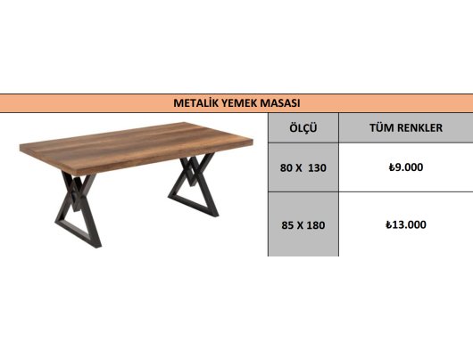 METALİK YEMEK MASASI
