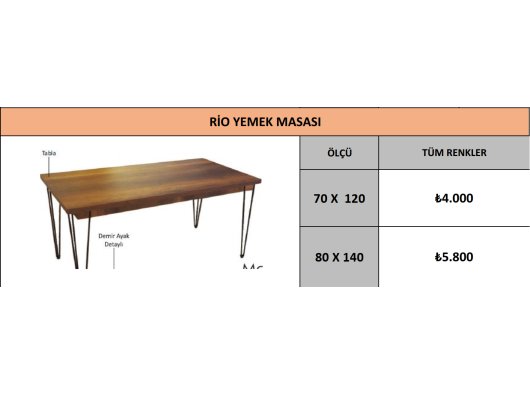 RİO YEMEK MASASI