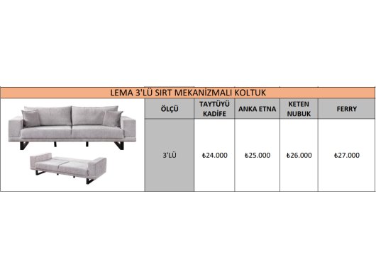 LEMA 3'LÜ SIRT MEKANİZMALI KOLTUK