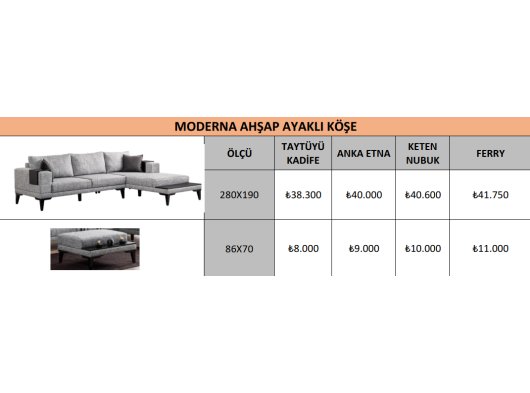 MODERNA AHŞAP AYAKLI KÖŞE