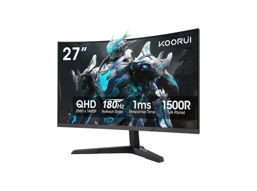 Koorui 27'' 27E6QCA 1ms 180Hz 2K Siyah Gaming Curved Monitör
