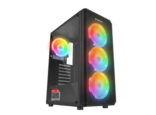 RAMPAGE HELIOS MESH 550W 80+ BRONZE SİYAH TEMPERLİ CAM 4*120MM RAINBOW ATX MIDI TOWER KASA