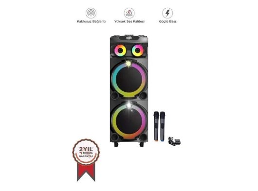 Torima DR-1230 Siyah RGB Ledli Dahili 2 Mikrofon Kumandalı Woofer Bluetooth Hoparlör