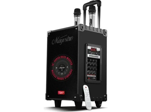 Powerway Şarjlı Çift Mikrofonlu Hoparlör Karaoke Sistemi Taşınabilir Amfi MT70 Bluetooth Hoparlör