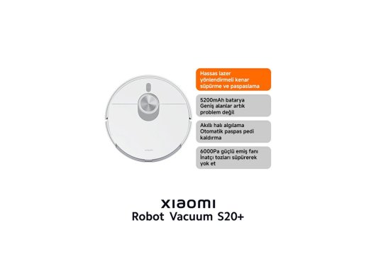 Xiaomi Robot Vacuum S20 Plus Beyaz Akıllı Robot Süpürge-Kıbrıs