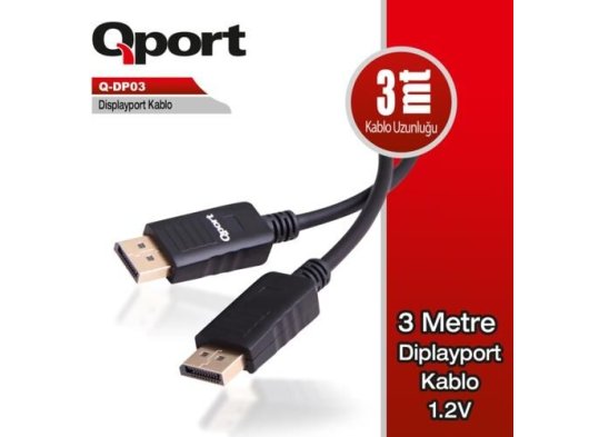 Qport Q-DP03 Display Port 1.2V 3 Metre Kablo