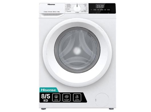 HISENSE WDQE8014EVJM 8 KG YIKAMA 5 KG KURUTMA 1400 DEVİR KURUTMALI ÇAMAŞIR MAKİNESİ BEYAZ