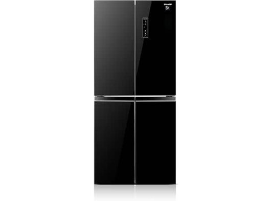 Sharp French 4 Kapılı Alttan Montajlı Premium Siyah Cam Aynalı Bitişli İnverter Buzdolabı (560L Brüt/401L) Patentli Plasmacluster Teknolojisi, AGCU Nano Koku Gi