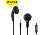 Awei ES12i Mikrofonlu 3,5 mm Stereo Kulak İçi Kulaklık, Siyah