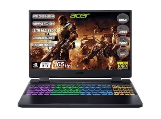 Acer Nitro 5 I7-12650H 32 GB 1 TB SSD RTX 4060-8 GB 15.6'' 165 Hz IPS Freedos NH.QM0EY.00B+325