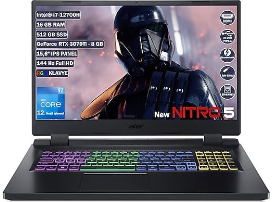 Acer Nitro 5 AN515-58 i7-12700H 16GB 512GB SSD RTX3070TI 15.6'' Full HD Notebook
