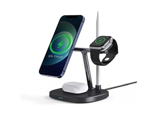 Wiwu Power Air M8 4 in 1 Mıknatıslı Kablosuz Şarj Standı, Siyah