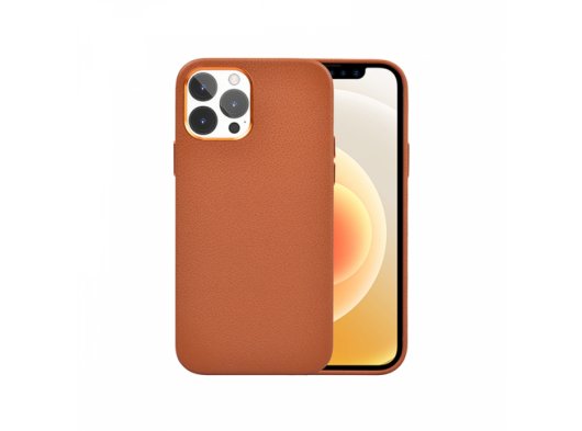 Wiwu Calfskin iPhone 13 Pro Max Deri Kılıf, Kahverengi