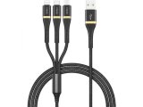 Wiwu ED-104 3 in1 1.2m USB Şarj Kablosu, Siyah