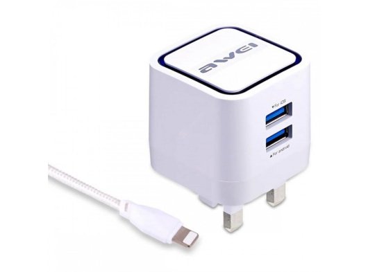 Awei C-950 Lightning Kablo ve Hızlı Şarj Adaptörü, Beyaz