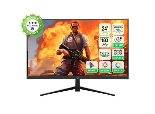 GamePower Vivid T40 24'' Curved RGB 180Hz 0.5ms FHD Va Panel 2x2W Hoparlör Gaming Monitör, Beyaz
