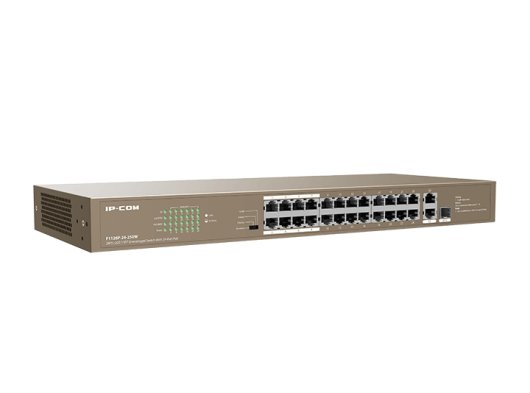 IP-Com 24 Port 10/100+ 2xRJ45/1x1GB SFP Kombo 250W Poe Racmount Switch