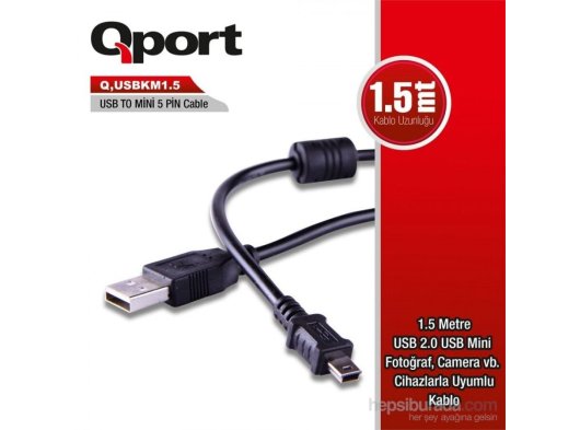 Qport 1.5 M 5Pin USB 2.0 Kamera Şarj+Data Kablosu