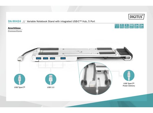 Digitus DA-90424 Çoklayıcılı Notebook Standı