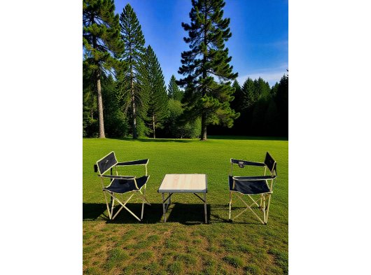 Mdf Katlanır Masa Küçük + 2 Mogan Sandalye Set