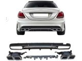 W205 AMG Uyumlu C63 Difüzör + Egzoz Ucu