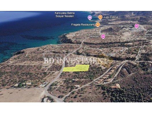 Kıbrıs Girne Kayalar'da Muhteşem Manzaralı 4785 m² Arazi