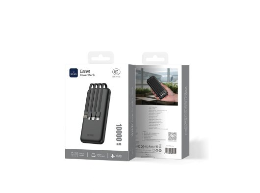 Wiwu P-08B Essen Serisi Kablolu 10000mAh Powerbank - Siyah