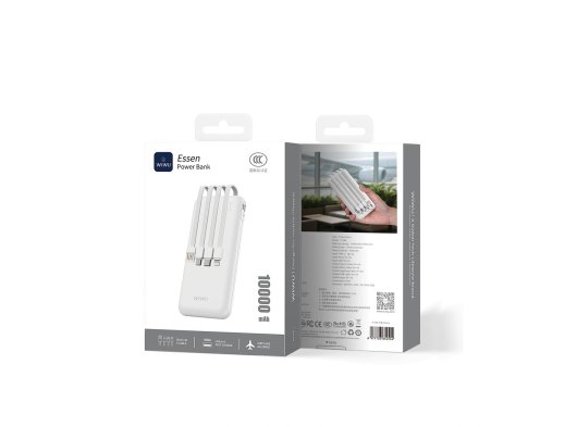 Wiwu P-08B Essen Serisi Kablolu 10000mAh Powerbank Beyaz