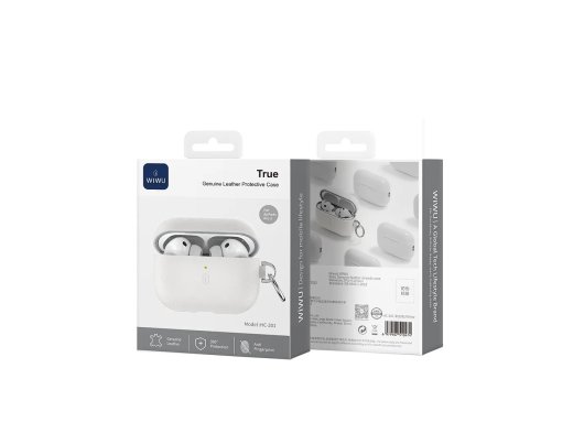 Wiwu HC-201 AirPods Pro3 Beyaz Deri Kılıf