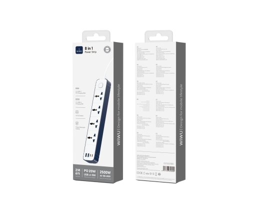 Wiwu S007 Çok Fonksiyonlu 20W Çoklu Priz 2xType c - 2xUSB - 4x SC