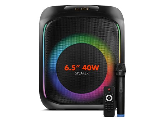 Powerway MIO Taşınabilir Mikrofonlu 40 W Parti Karaoke Kumandalı Bluetooth Hoparlör Led Işıklı