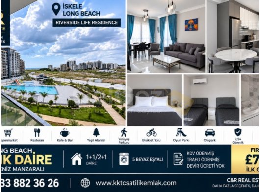 İskele Long Beach Riverside Life’ta Havuz & Deniz Manzaralı Fırsat Daire – £70.000