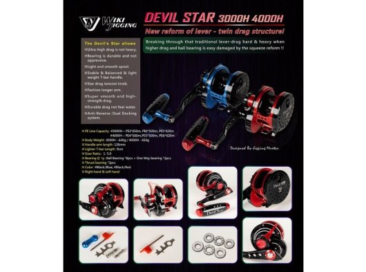WIKI Devil Star Çift Draglı Jigging Makinası (1:6.0 Turbo Düğmeli)