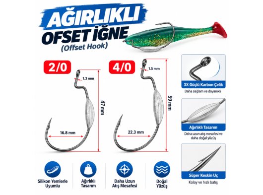Ağırlıklı Ofset Balık İğnesi