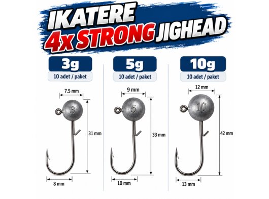 Ikatere 4x Strong Jighead (10 Adet)